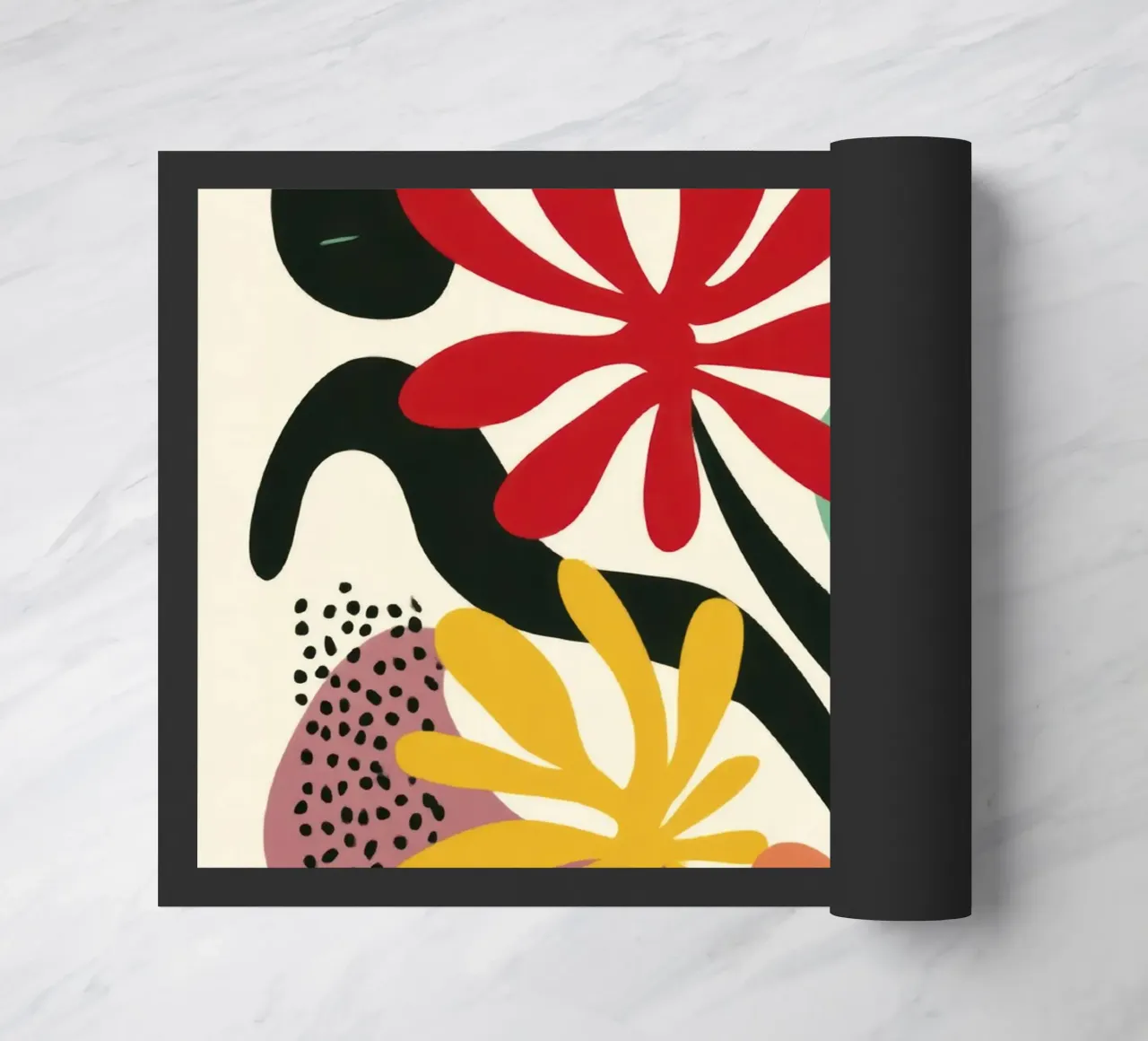 Moderner botanischer Ausschnitt in Retro-Farbpalette Fußmatte von Modern Muse