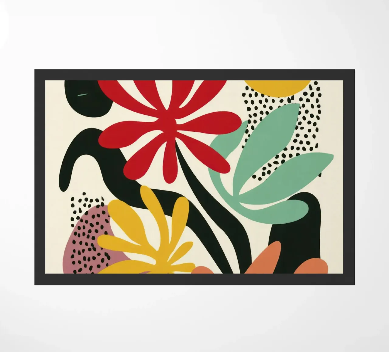 Moderner botanischer Ausschnitt in Retro-Farbpalette Fußmatte von Modern Muse
