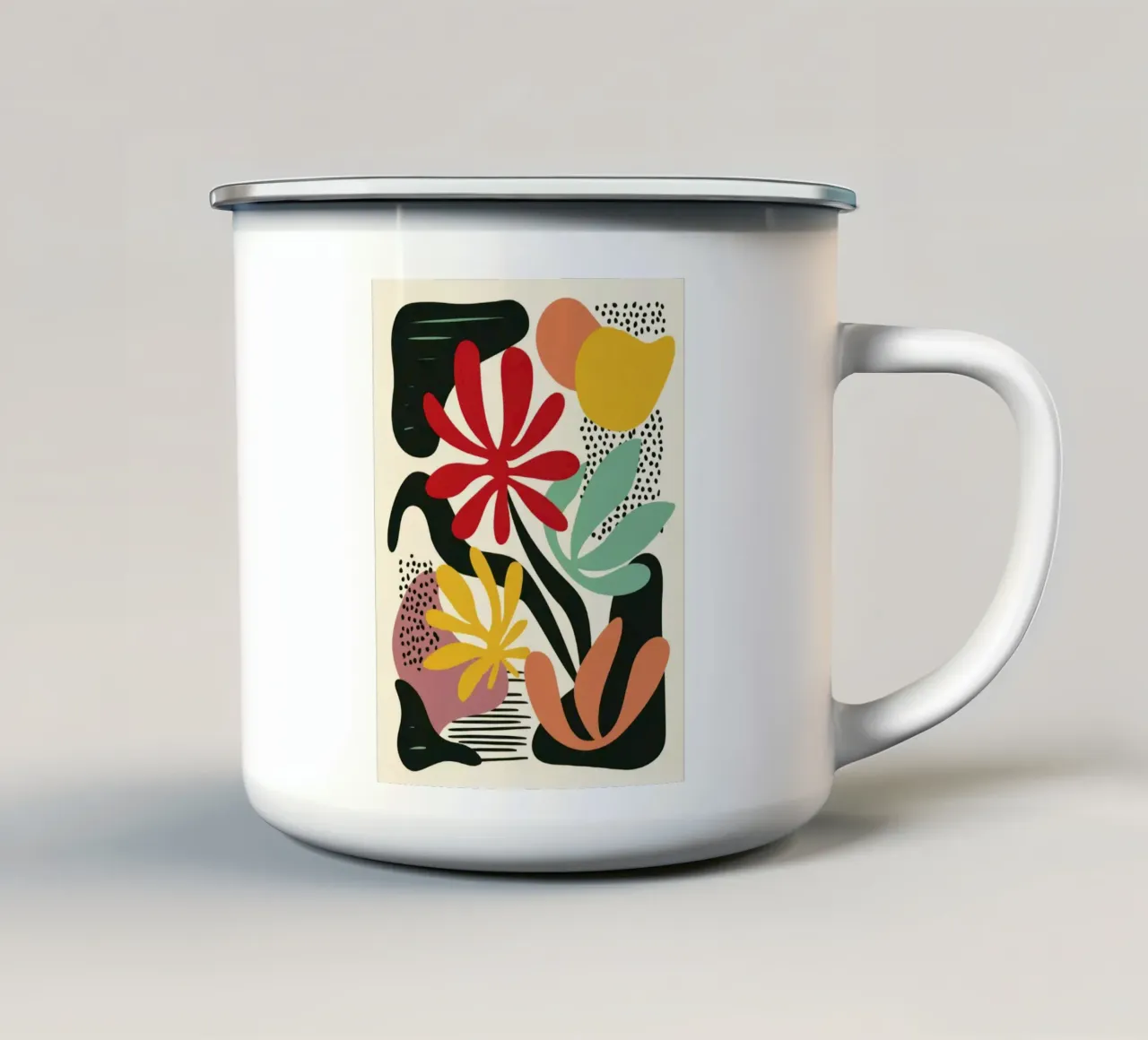 Modern botanisch knipsel in retro kleurenpalet emaille mok van Modern Muse