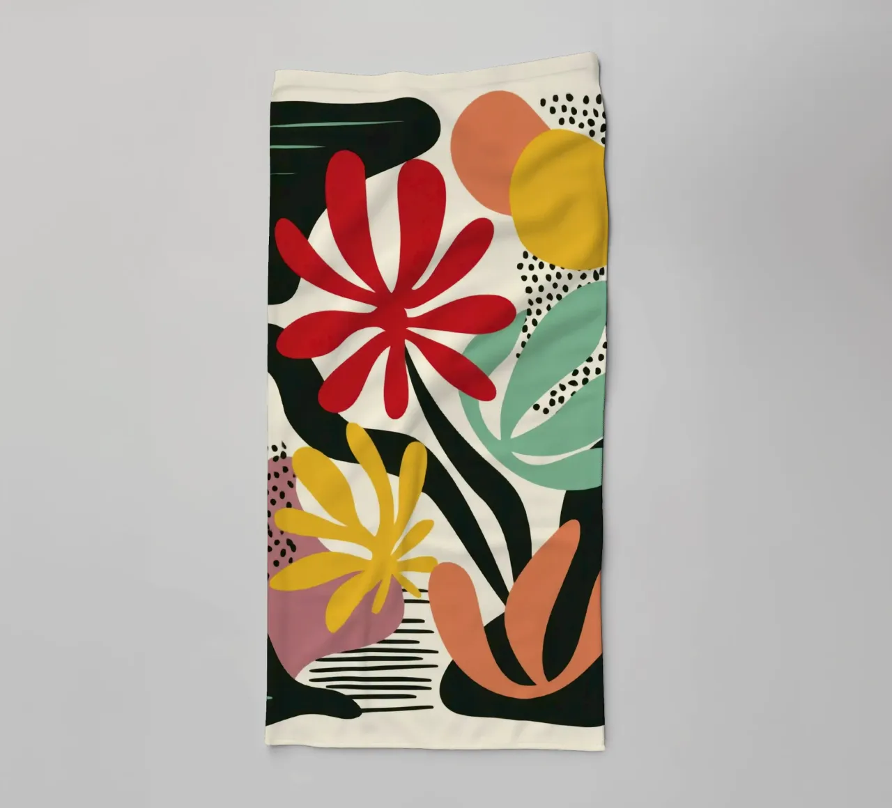 Modern Botanical Cut-Out in Retro Color Palette towel by Modern Muse