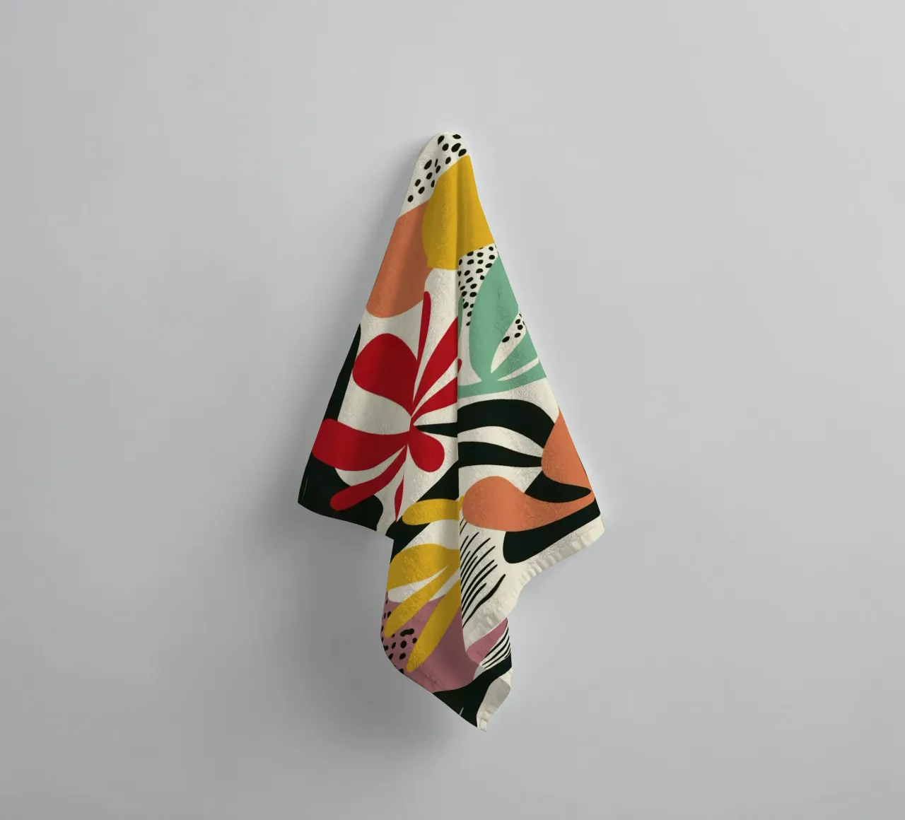 Modern Botanical Cut-Out in Retro Color Palette towel by Modern Muse
