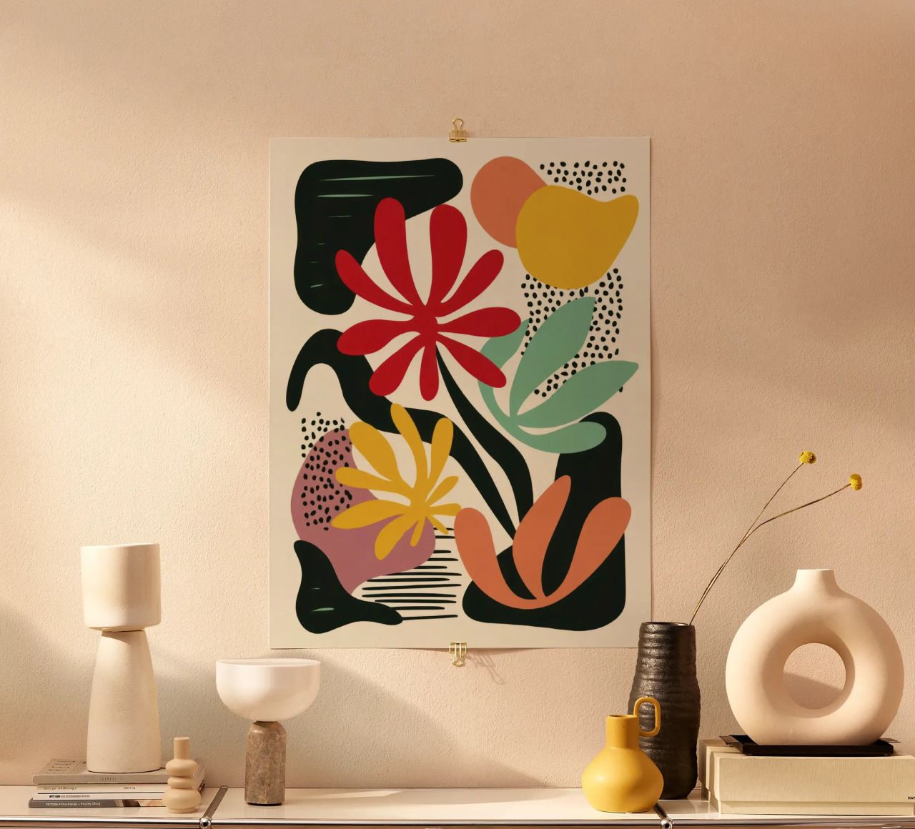 Découpage botanique moderne dans une palette de couleurs rétro poster de Modern Muse
