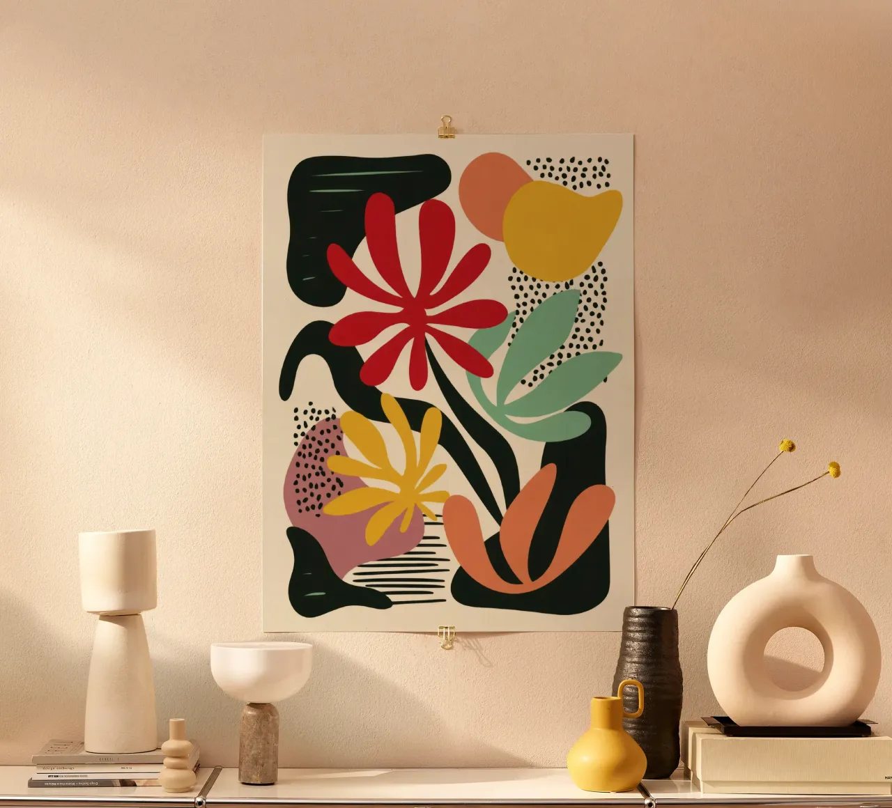 Ritaglio botanico moderno in una tavolozza di colori rétro poster da Modern Muse
