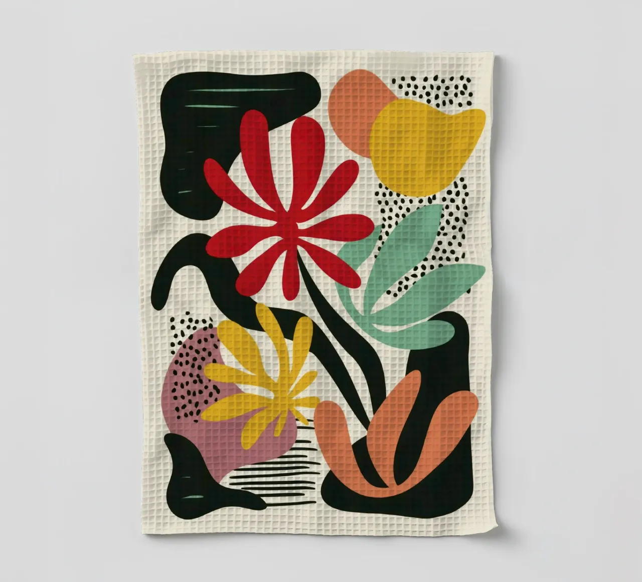 Modern Botanical Cut-Out in Retro Color Palette tea towel by Modern Muse