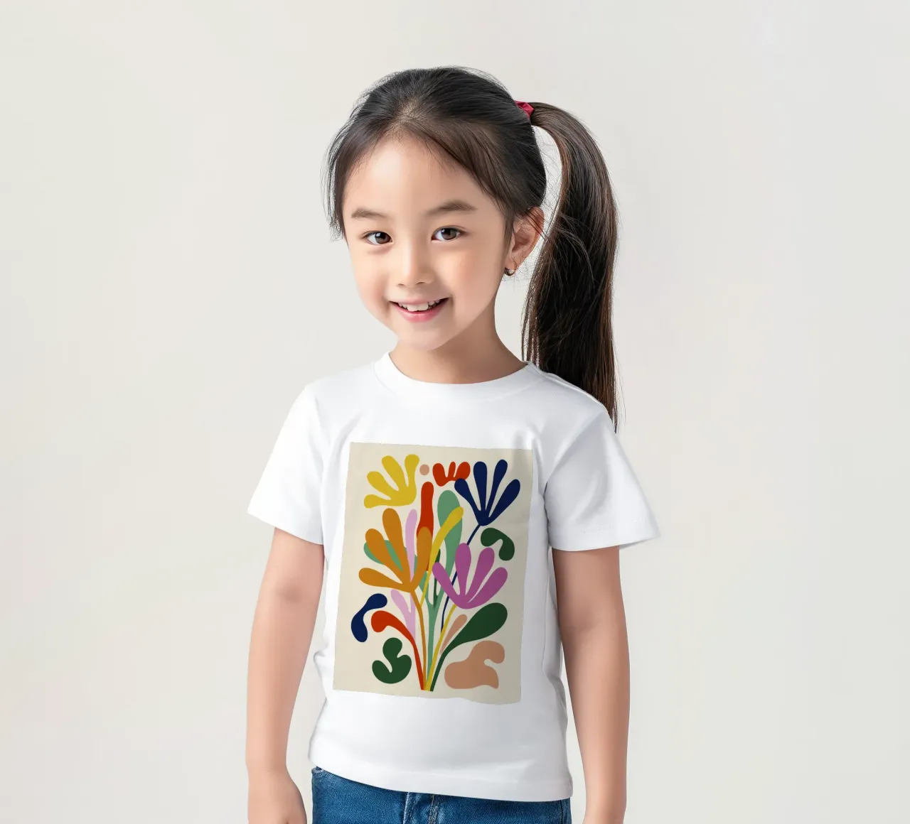 Modern Botanical Cut-Out in Retro Color Palette kids t-shirt by Modern Muse