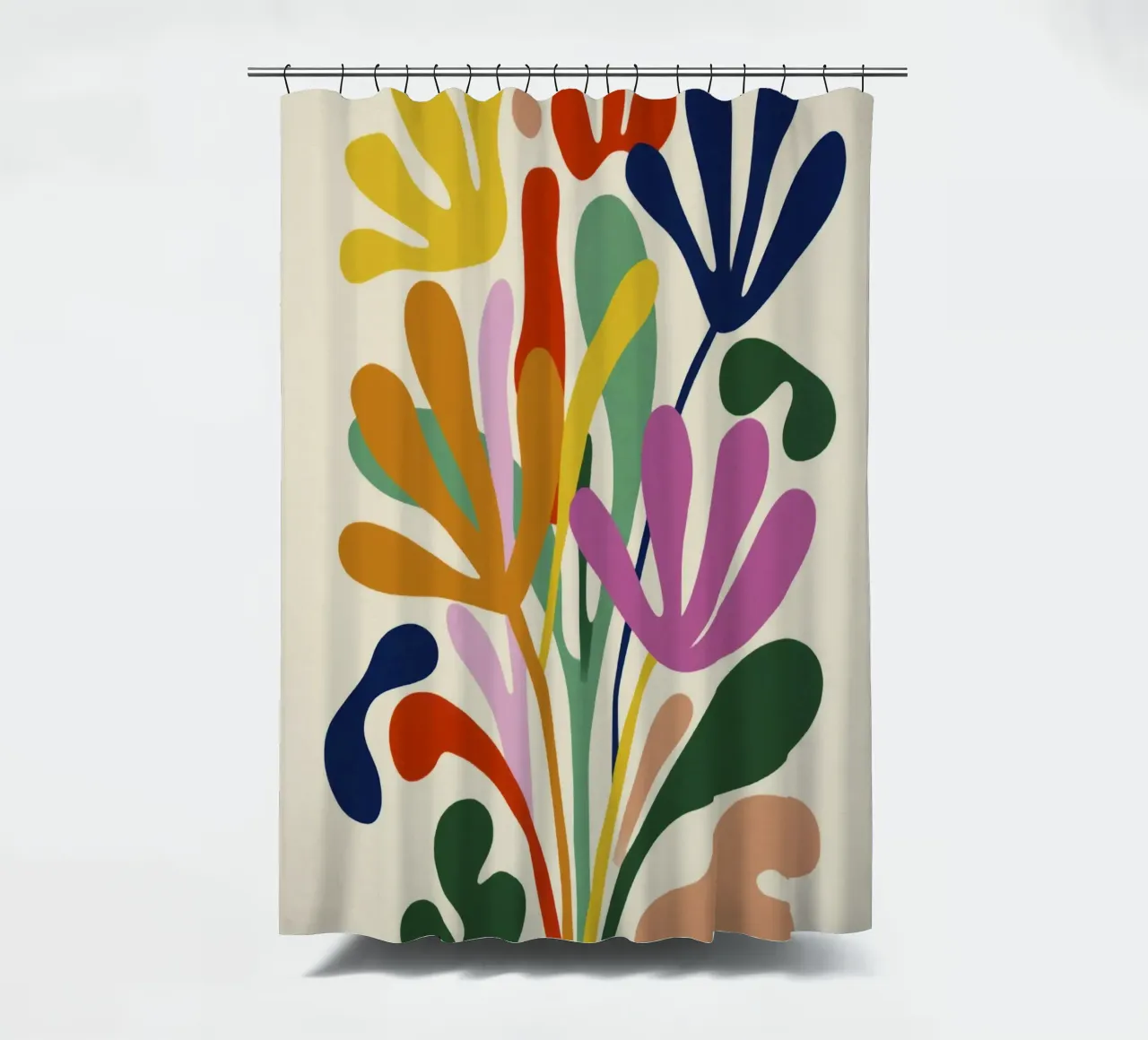 Moderner botanischer Ausschnitt in Retro-Farbpalette Duschvorhang von Modern Muse