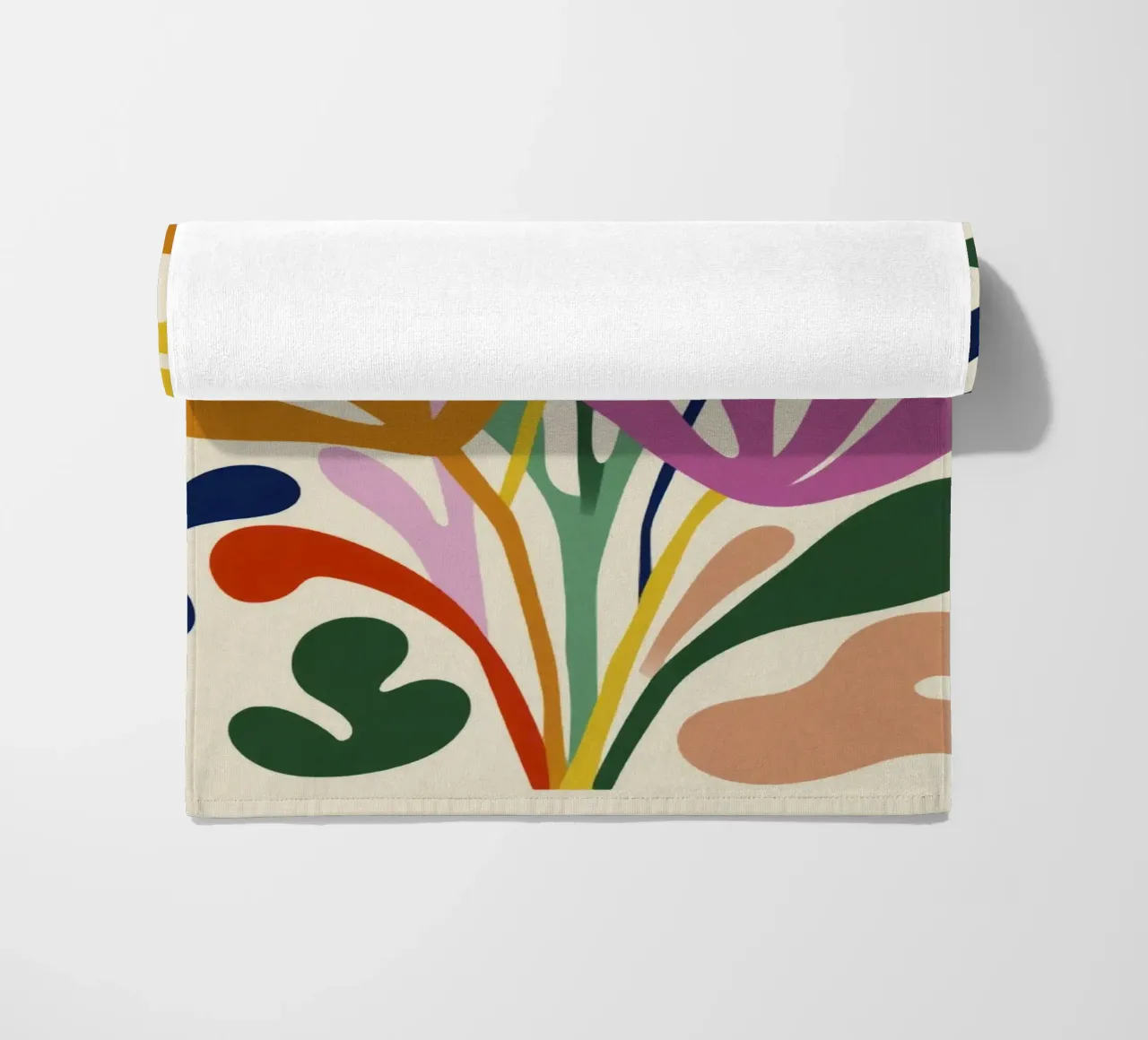 Modern Botanical Cut-Out in Retro Color Palette beach towel by Modern Muse