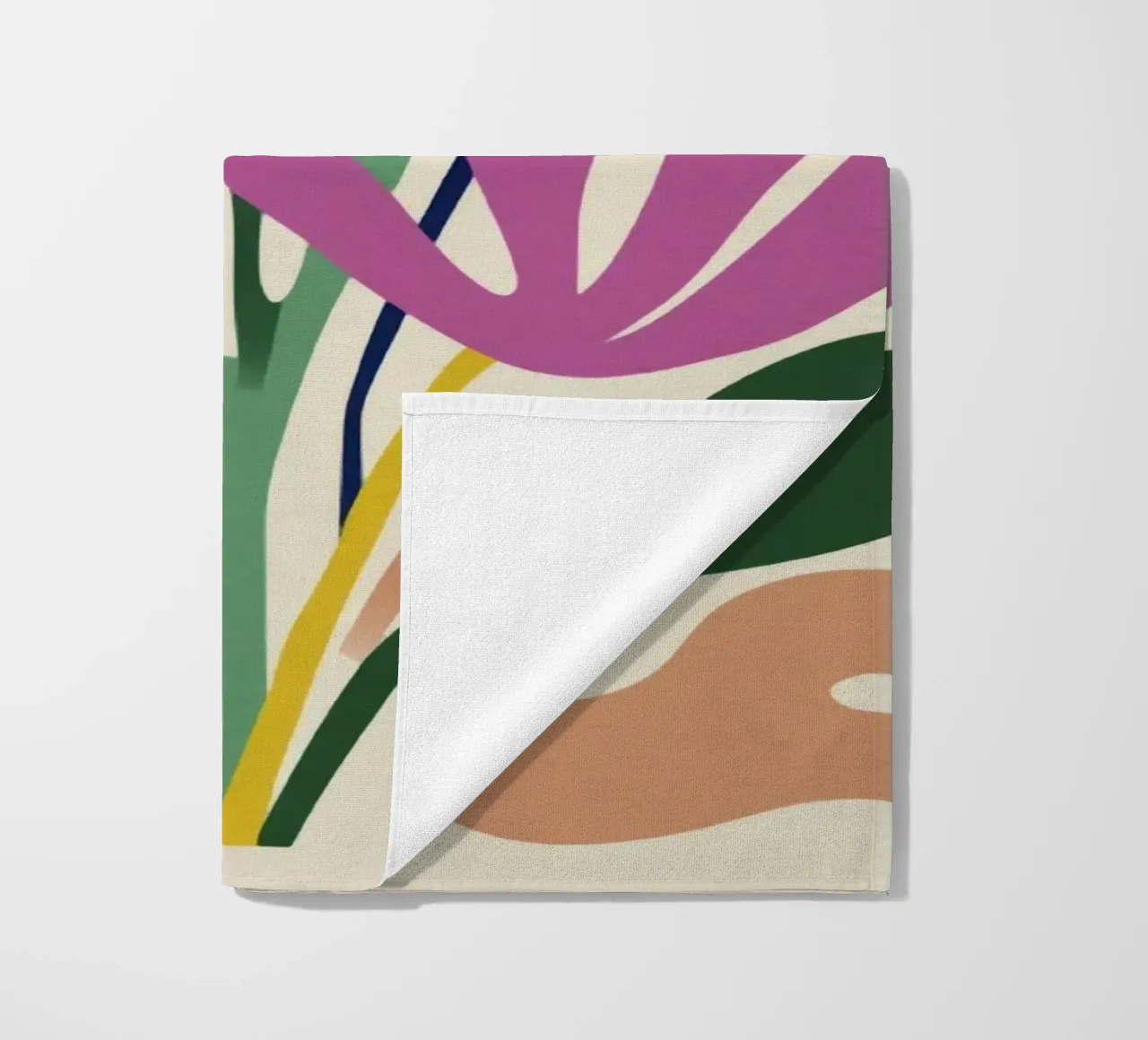 Modern Botanical Cut-Out in Retro Color Palette beach towel by Modern Muse