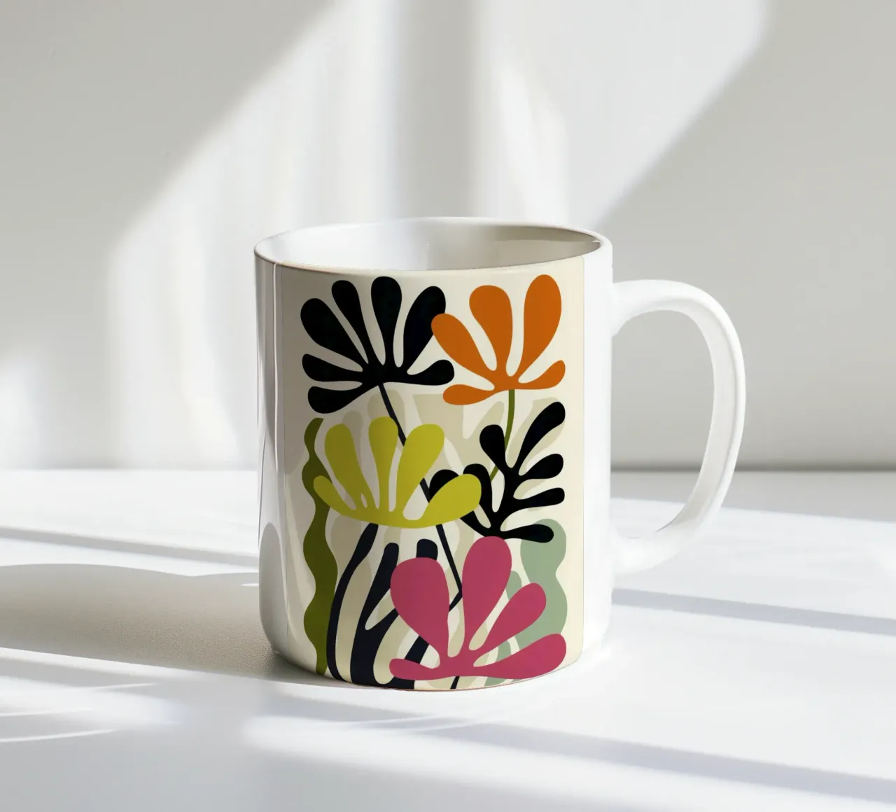 Abstracte tuinvormen - Moderne Retro Botanische Kunst keramische mok van Modern Muse