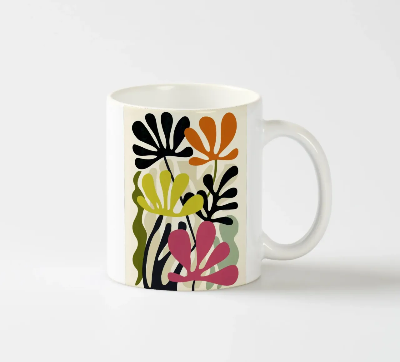 Abstracte tuinvormen - Moderne Retro Botanische Kunst keramische mok van Modern Muse