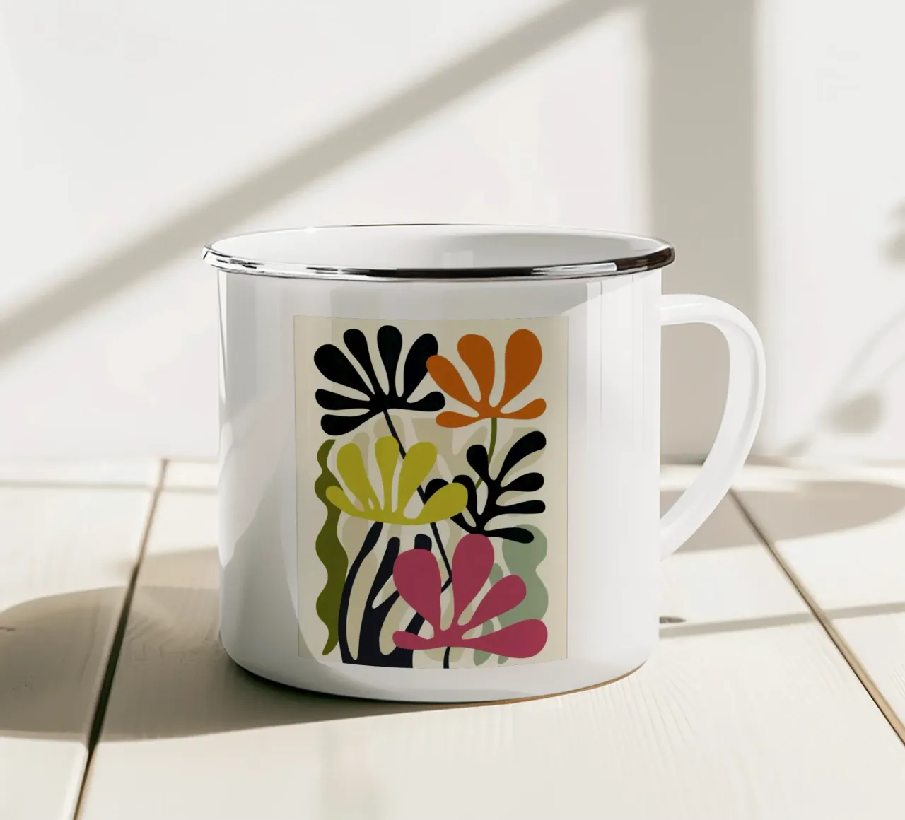 Forme astratte del giardino - Arte botanica moderna e retrò tazza in smalto da Modern Muse