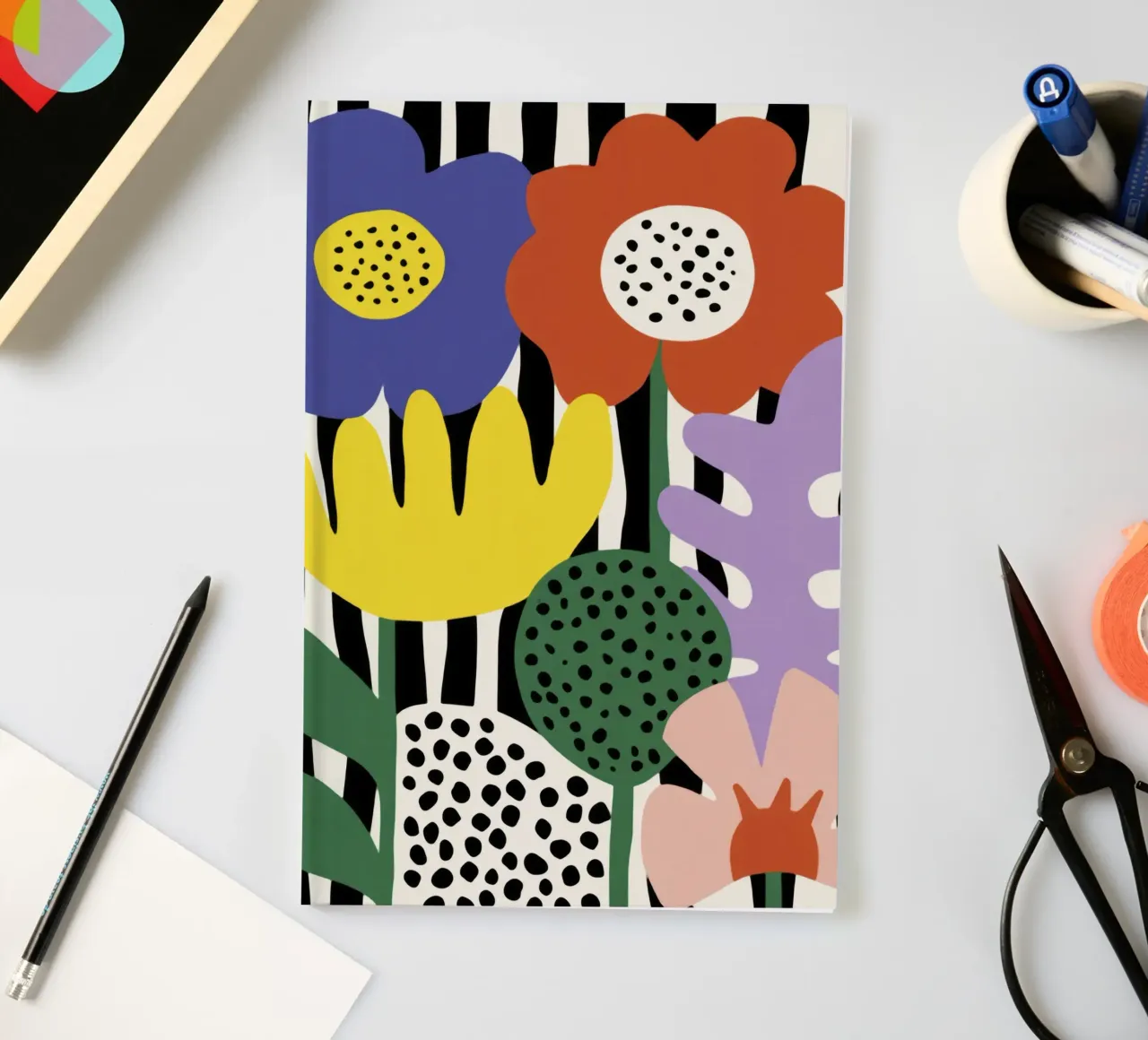 Abstract Botanical Cut-Out – Mid-Century Art Print notebook by Modern Muse