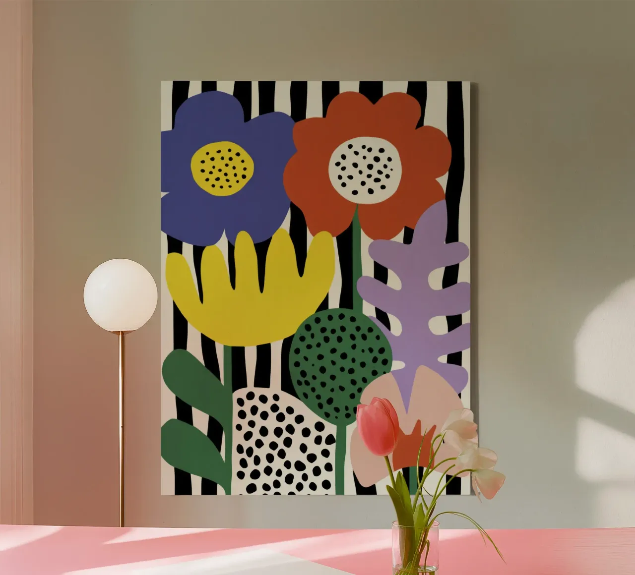 Abstract Botanisch Knipsel - Mid-Century Kunstdruk canvas van Modern Muse