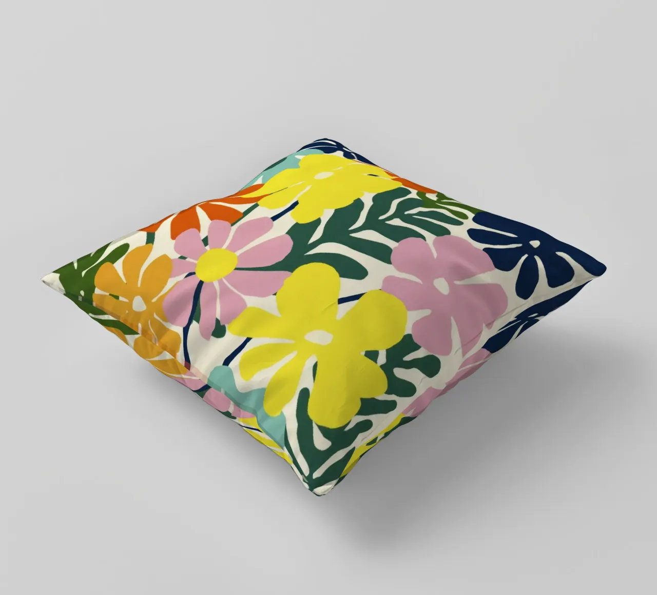 Forme botaniche astratte in un mix di colori retrò cuscino da Modern Muse