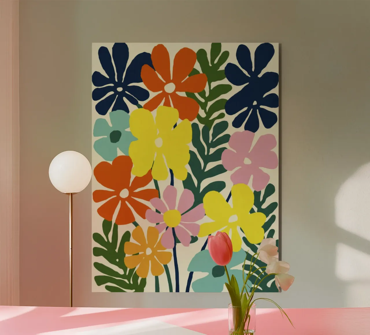 Forme botaniche astratte in un mix di colori retrò alluminio dibond da Modern Muse