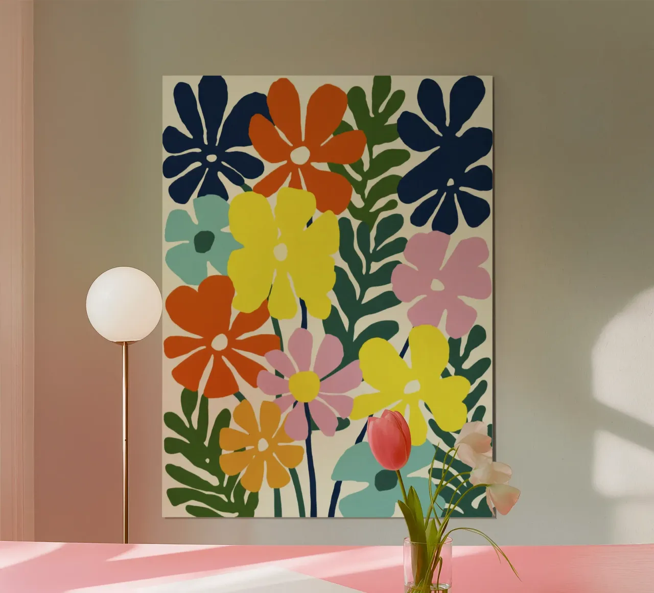 Forme botaniche astratte in un mix di colori retrò poster con telaio in legno da Modern Muse