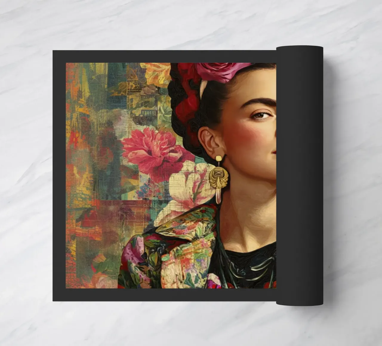 Audace musa messicana con rose e giacca dipinta zerbino da Modern Muse