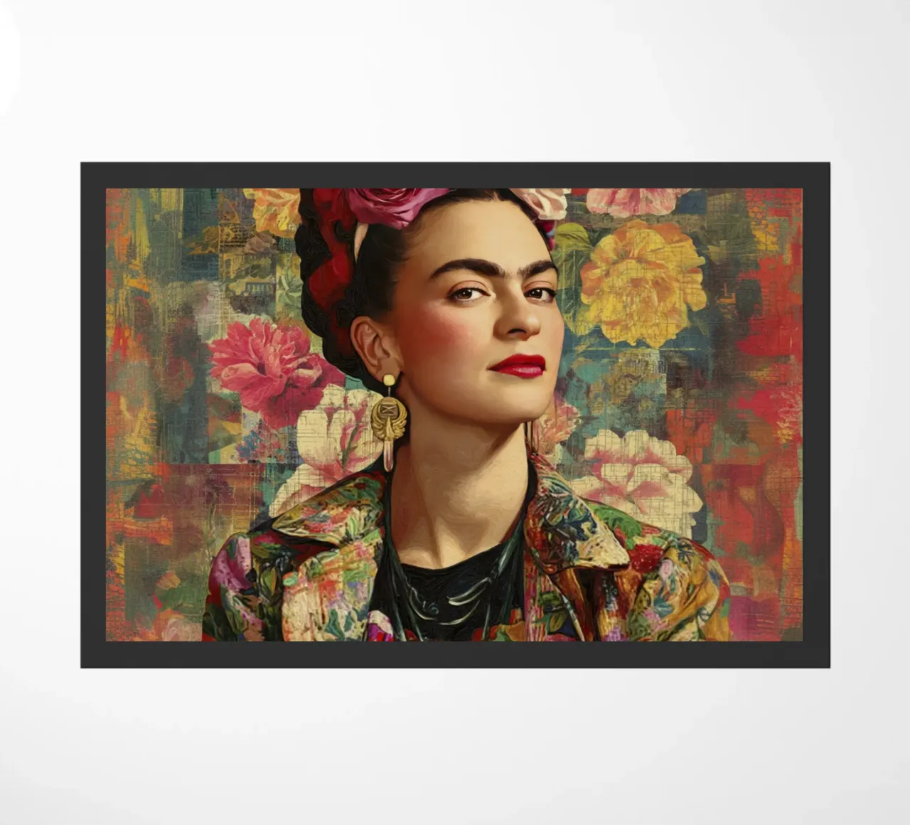 Audace musa messicana con rose e giacca dipinta zerbino da Modern Muse