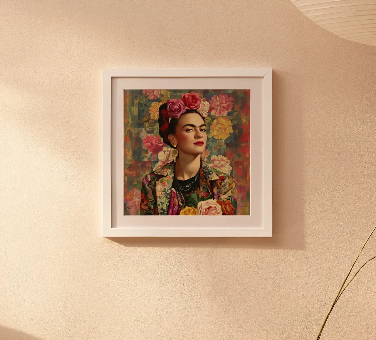 Audace musa messicana con rose e giacca dipinta poster con telaio in plastica da Modern Muse