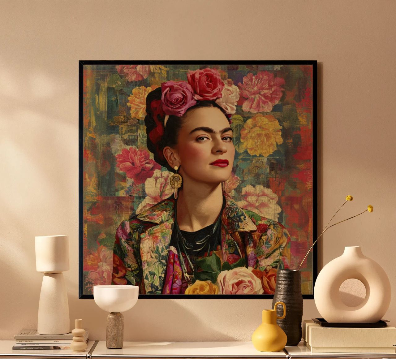Bold Mexican Muse with Roses and Painted Jacket poster by Modern Muse