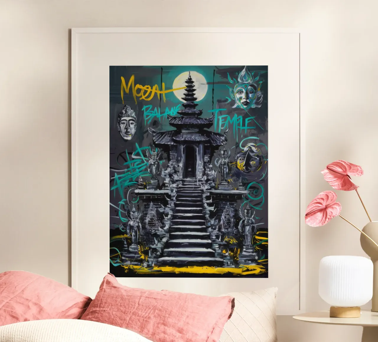 Tempio sacro poster con telaio in legno da Muse Fragments