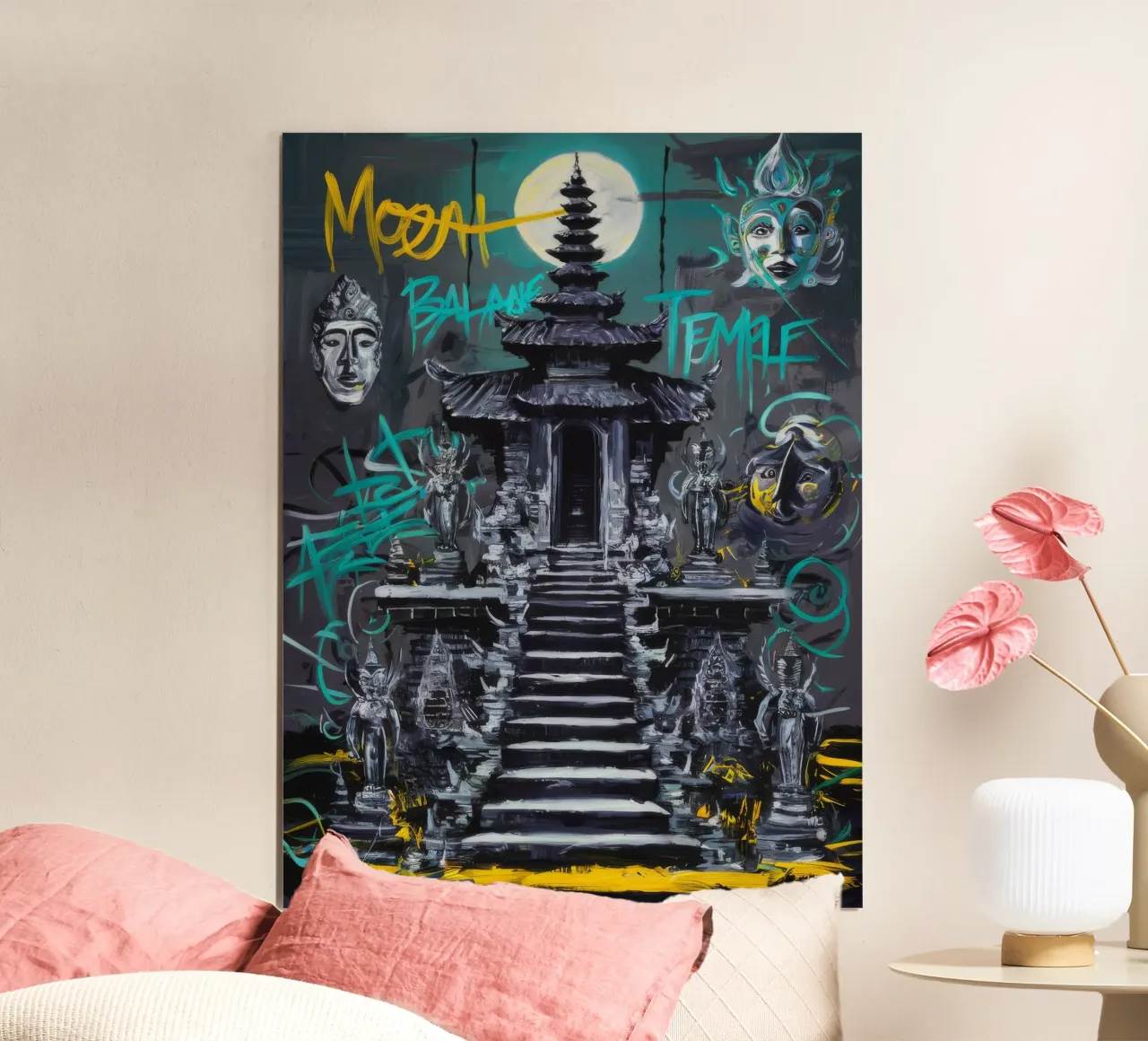 Tempio sacro poster con telaio in legno da Muse Fragments