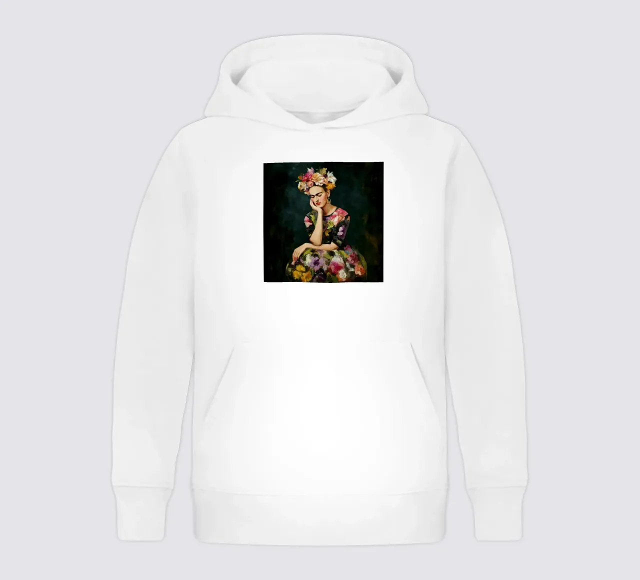 Una coraggiosa musa bohémien con corona di rose e abito a fiori felpa bambino con cappuccio da Modern Muse