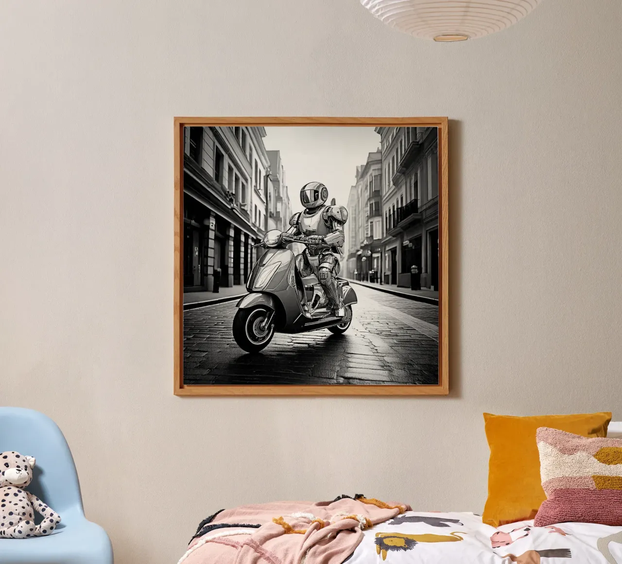 ROBOT EN SCOOTER. Noir et blanc. alluminio dibond da Thierry vobmann photography
