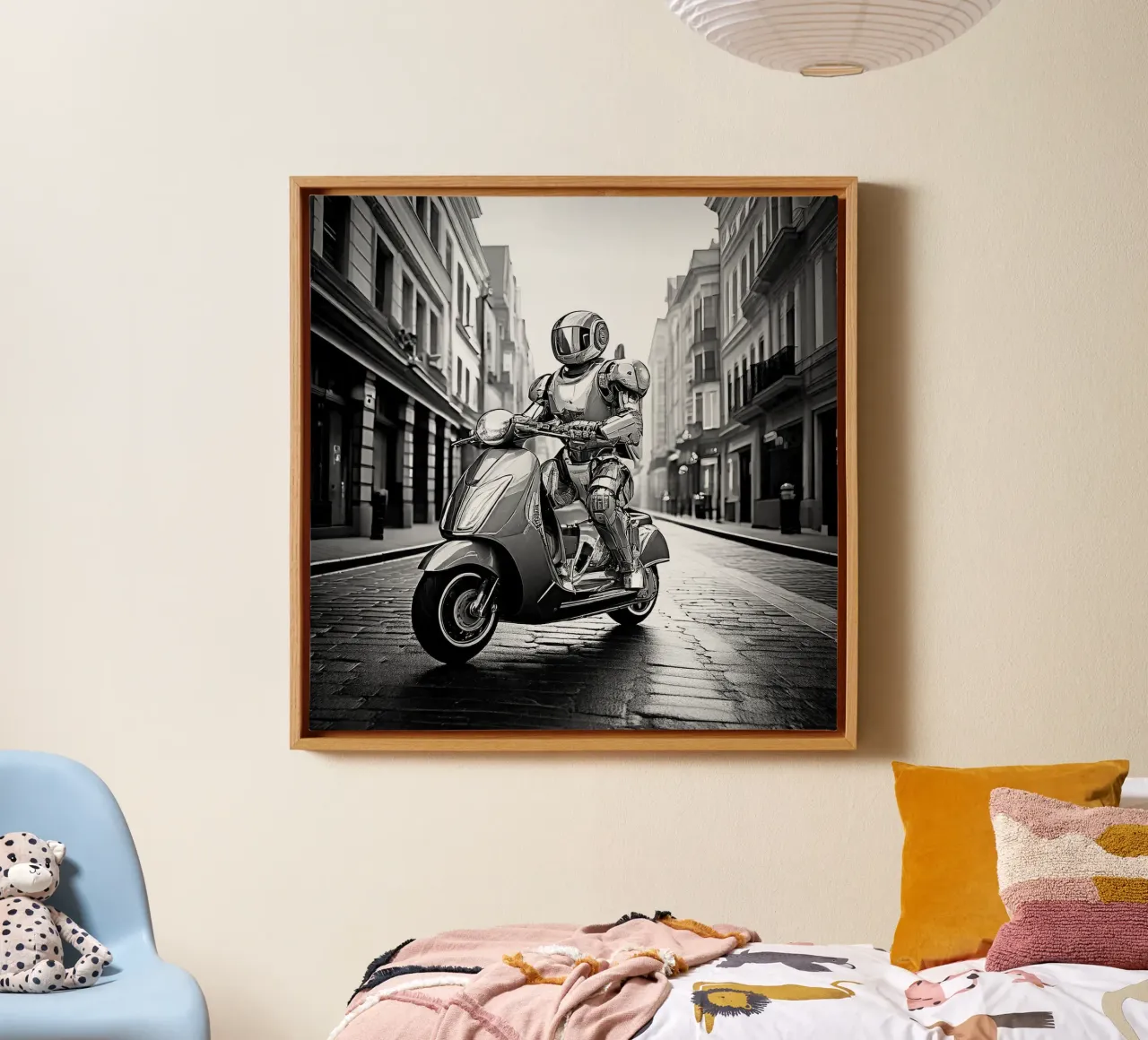 ROBOT EN SCOOTER. Noir et blanc. tela da Thierry vobmann photography