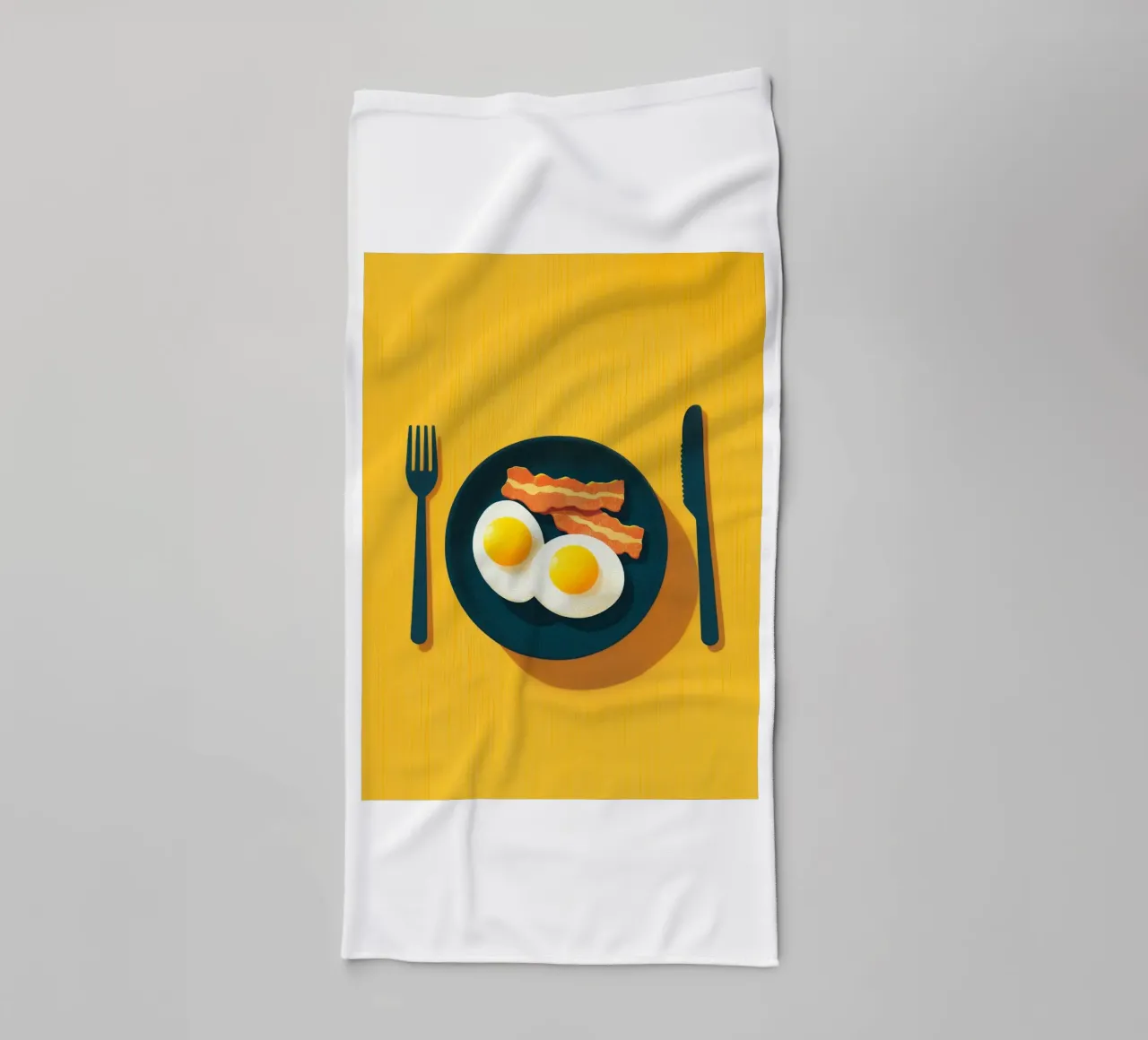 two fried eggs towel by Carinaprint