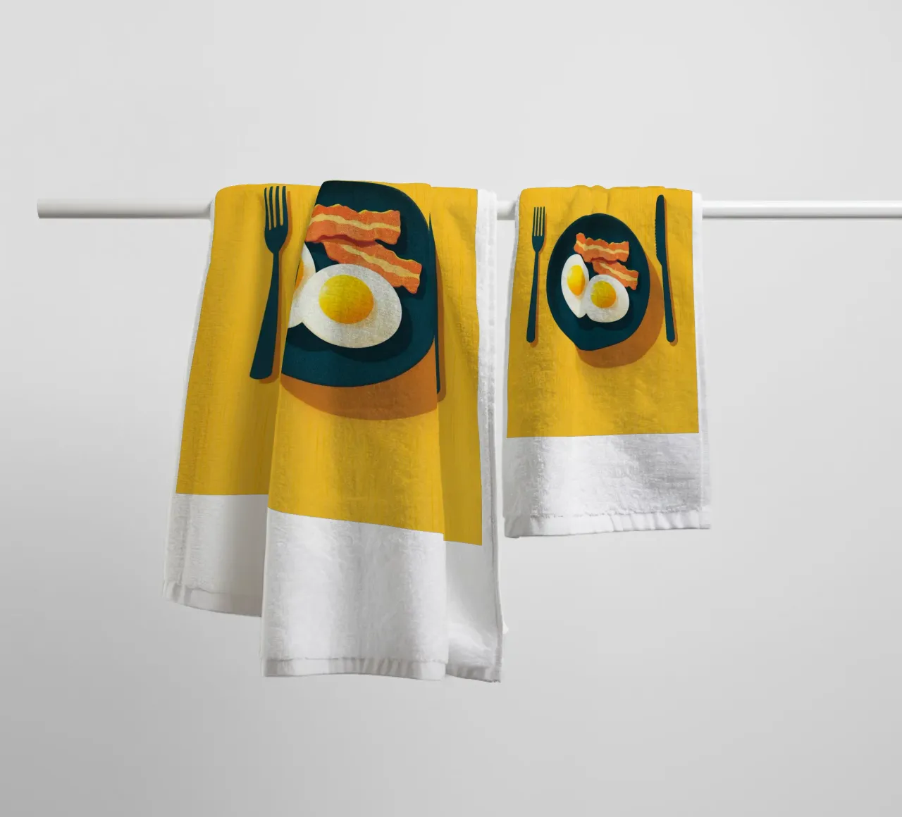 two fried eggs towel by Carinaprint