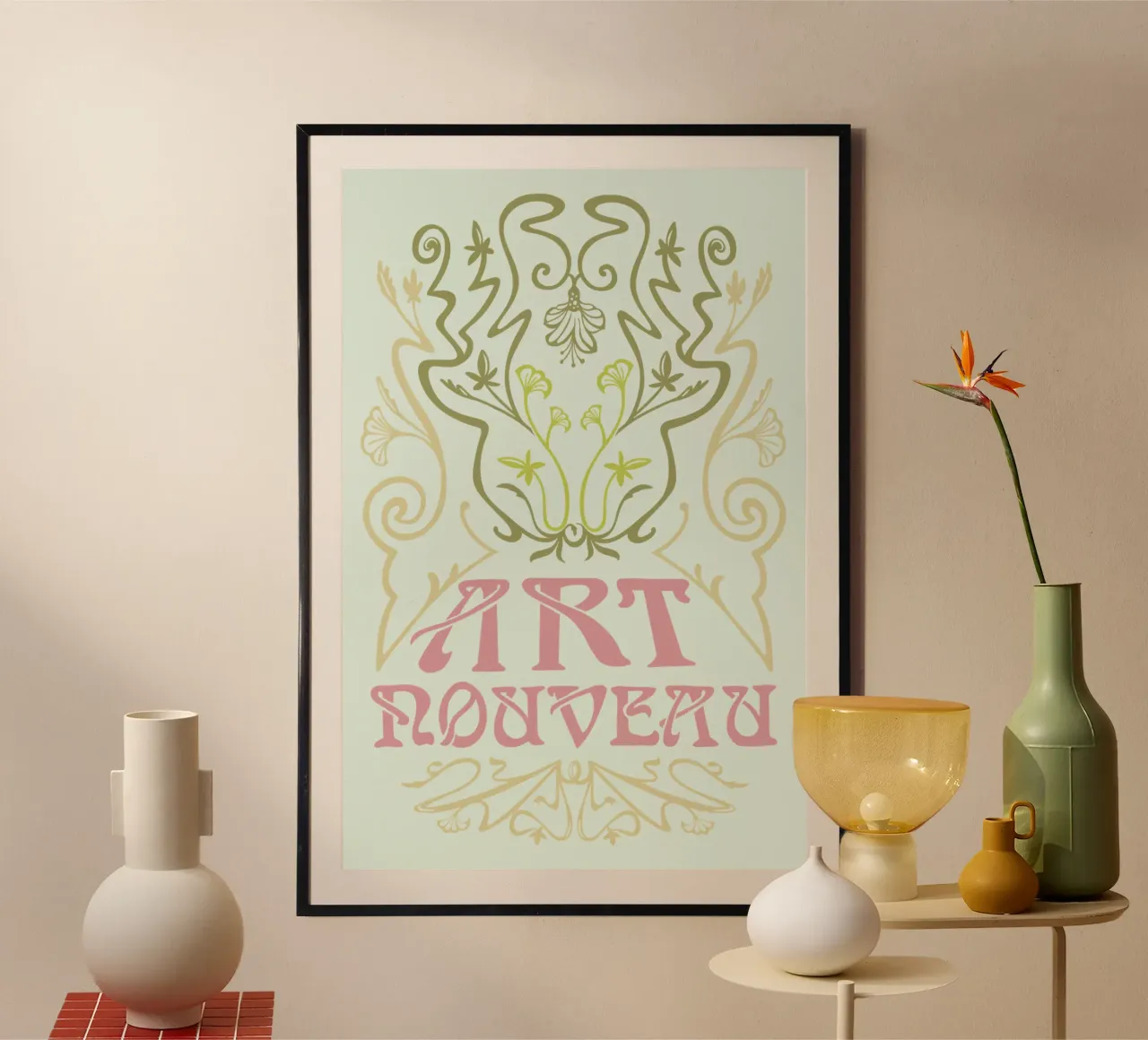 Jugendstil - Art Nouveau d'epoca poster con telaio in plastica da DYDesign