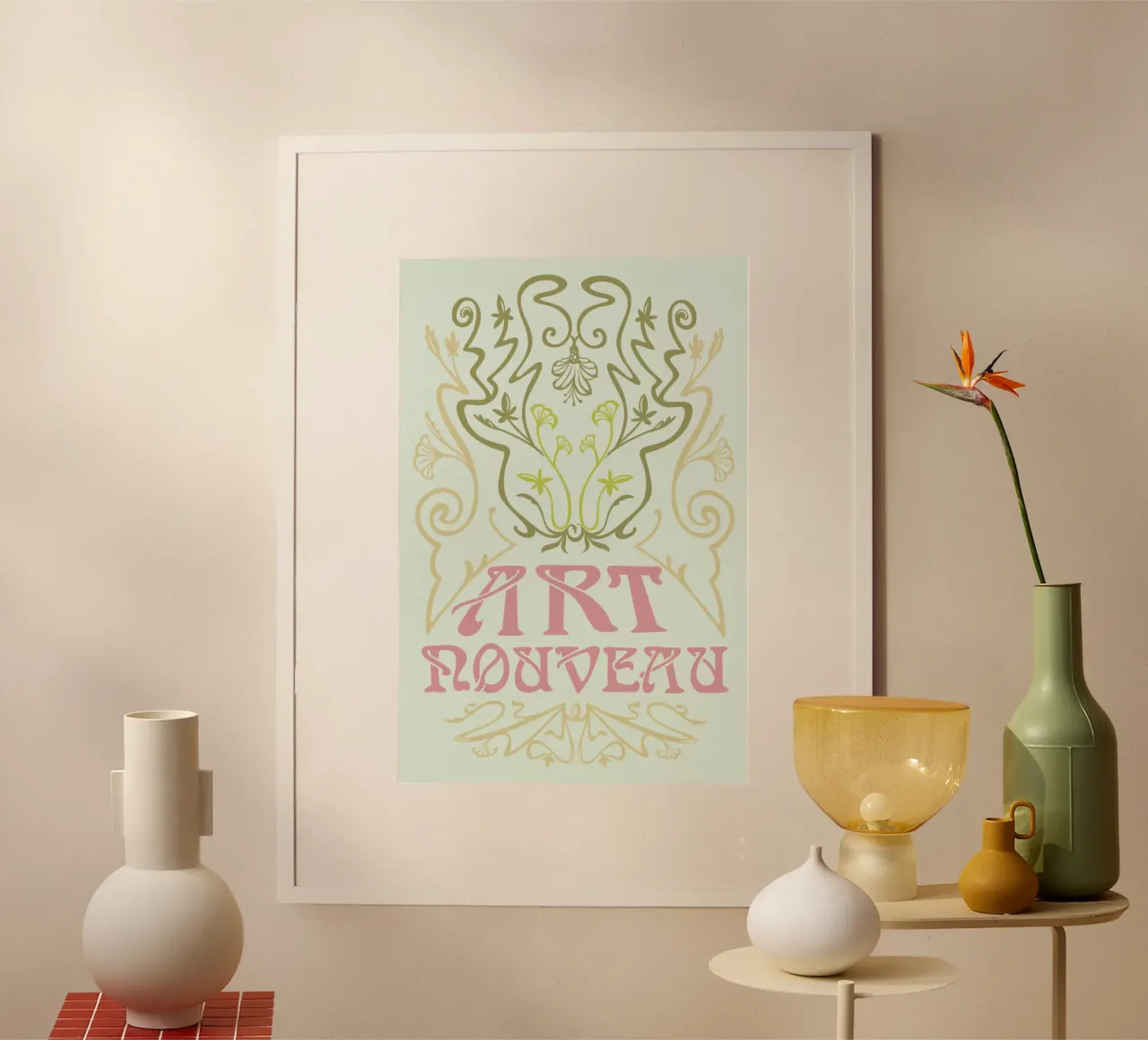 Jugendstil - Art Nouveau d'epoca poster con telaio in plastica da DYDesign
