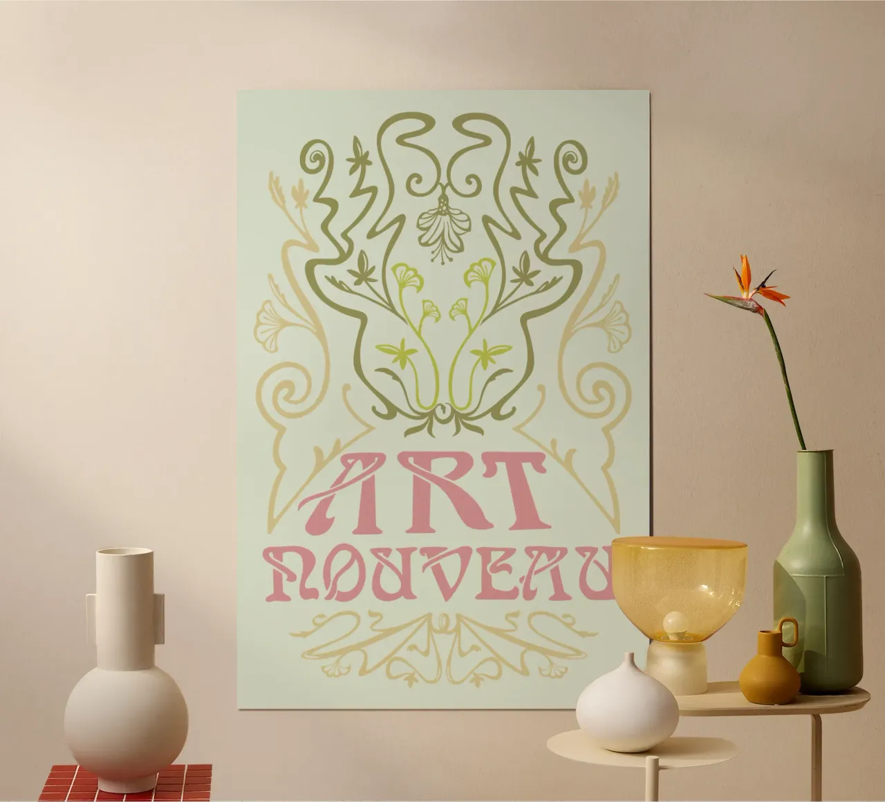 Jugendstil - Art Nouveau d'epoca poster con telaio in plastica da DYDesign