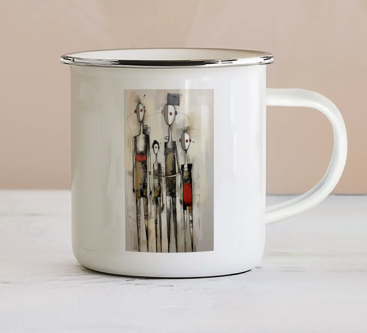Famiglia astratta tazza in smalto da Imagine