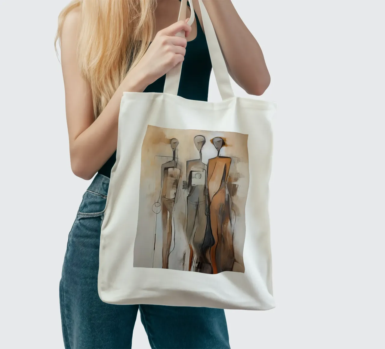 Persone astratte di colore marrone borsa in juta da Imagine