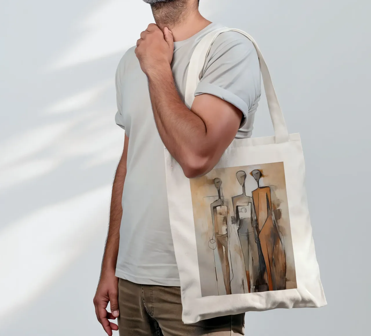 Persone astratte di colore marrone borsa in juta da Imagine