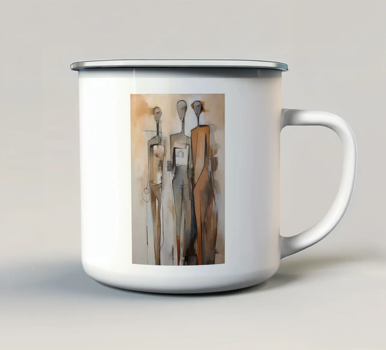 Persone astratte di colore marrone tazza in smalto da Imagine