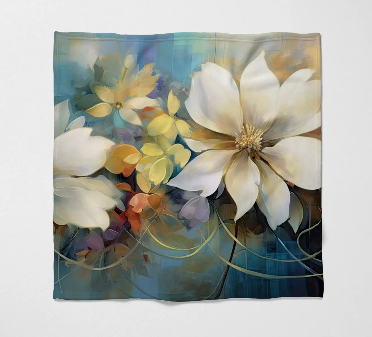 Abstrakte Blumen Fleecedecke von Imagine