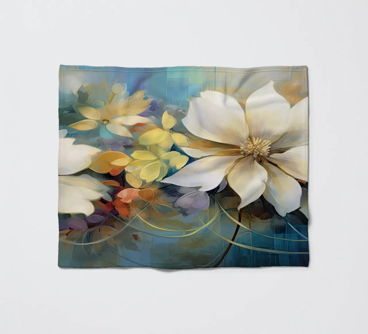 Abstrakte Blumen Fleecedecke von Imagine