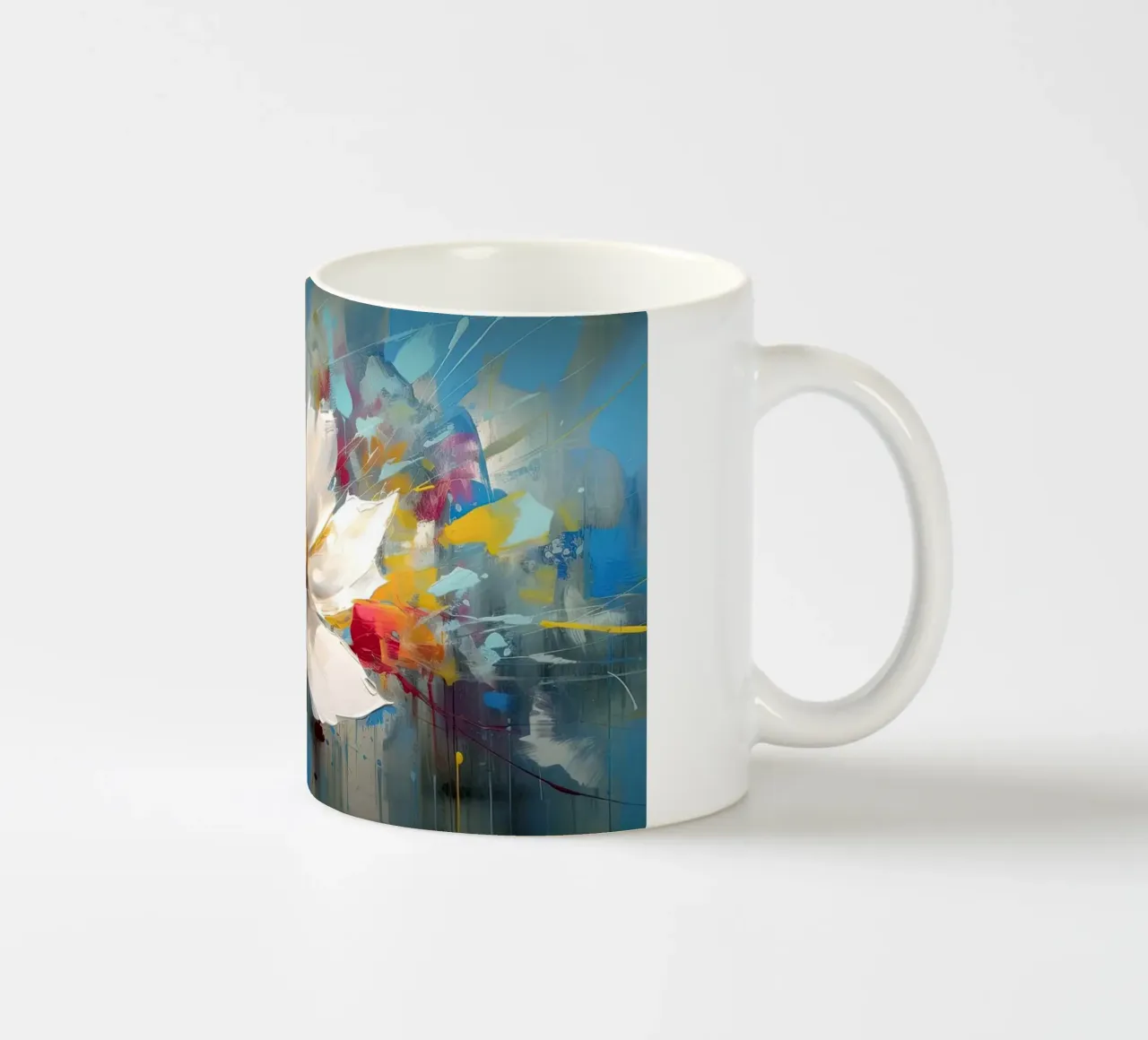 Abstracte witte bloem keramische mok van Imagine