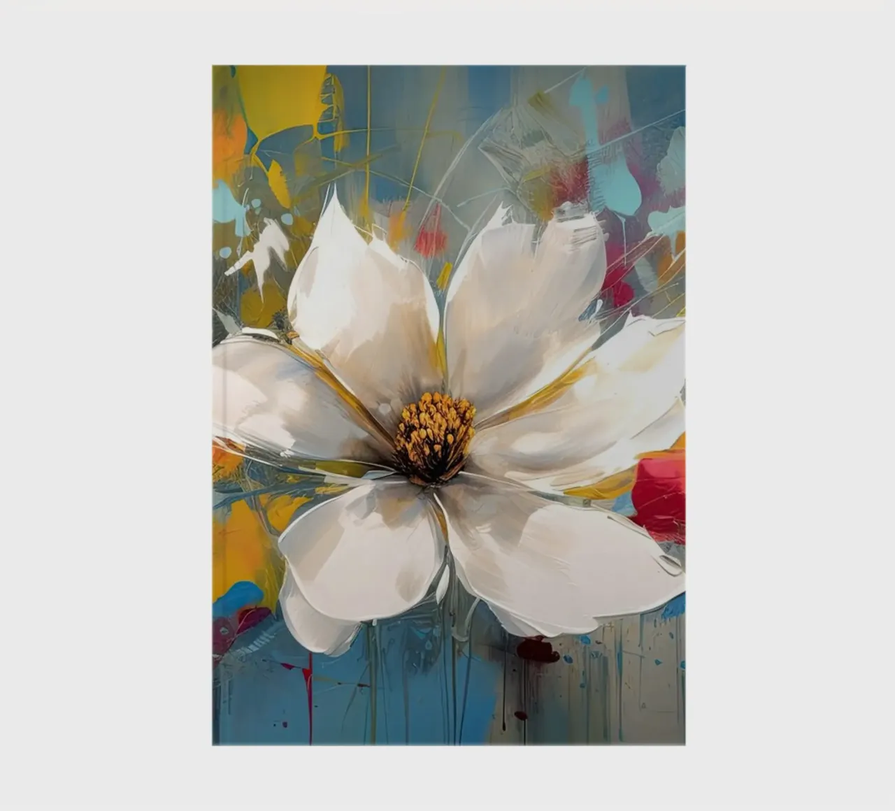 Abstract white flower notebook by Imagine