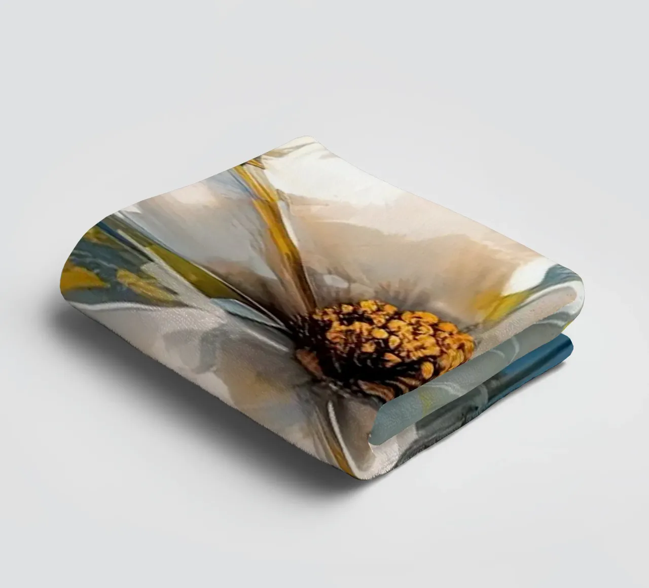 Abstracte witte bloem badhanddoek van Imagine