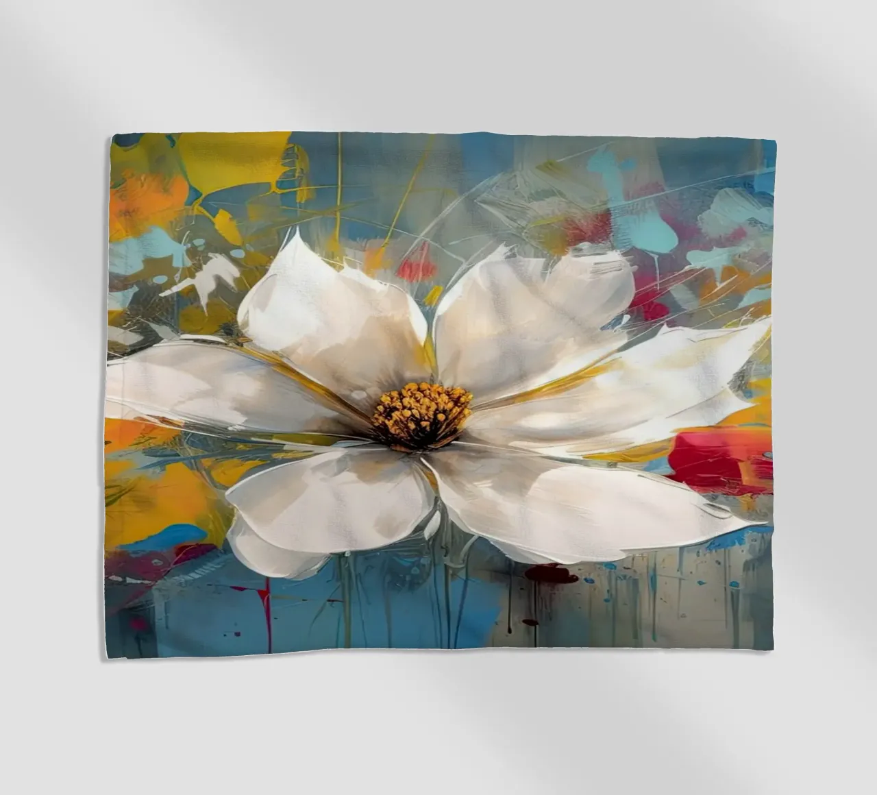 Abstract white flower beach towel by Imagine