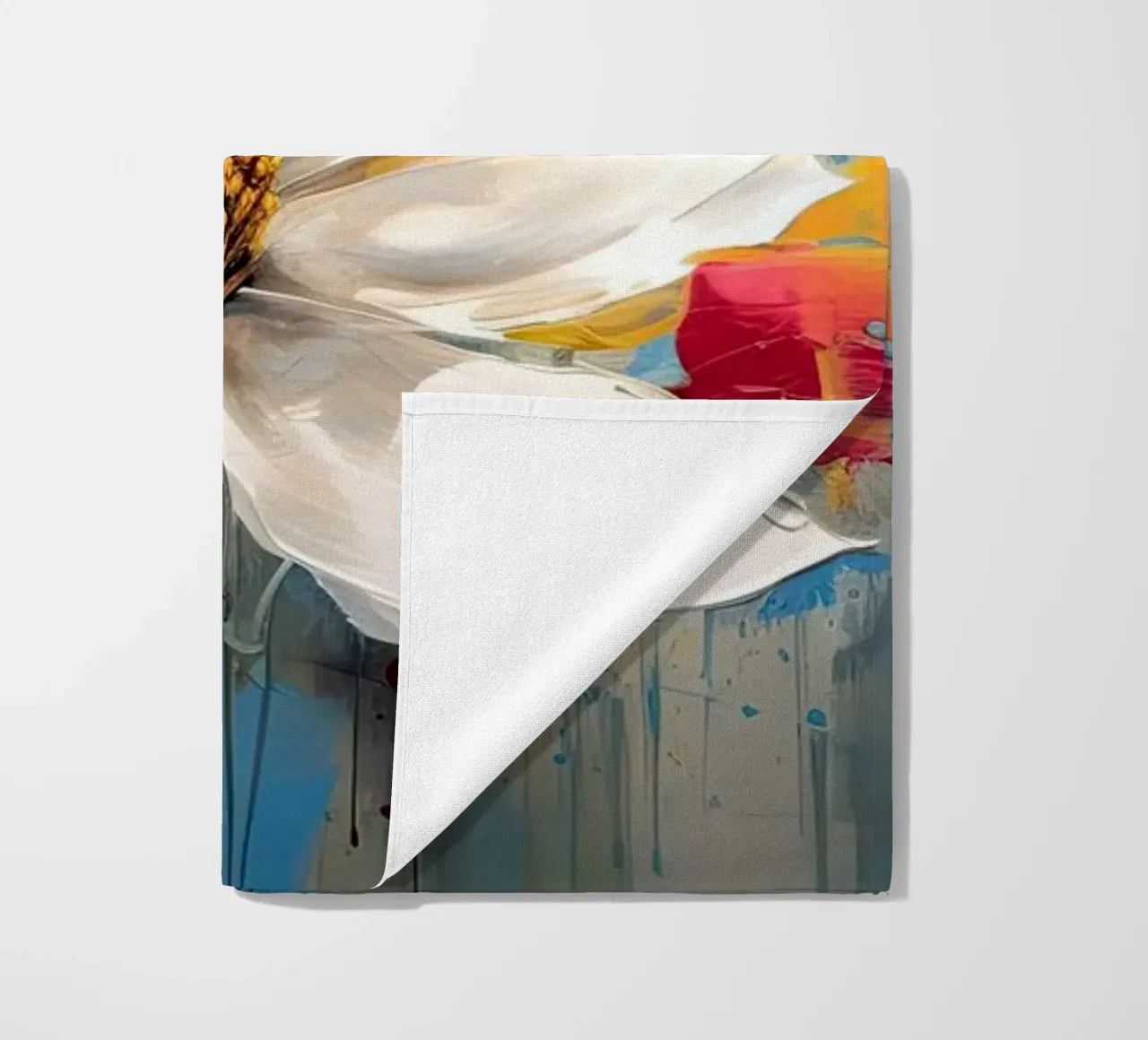 Abstract white flower beach towel by Imagine