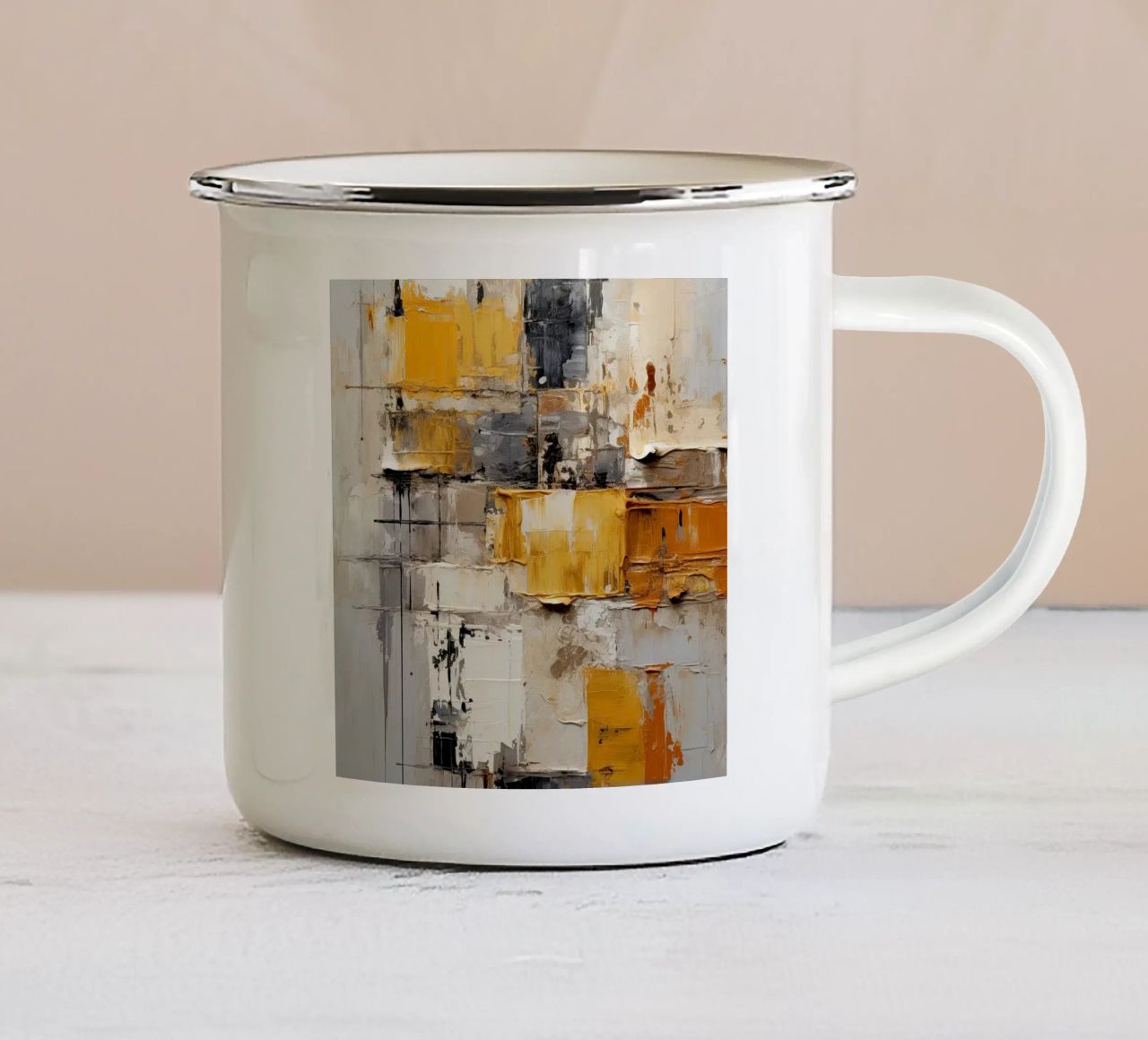 Abstrakte Pinselstriche Emaille Tasse von Imagine