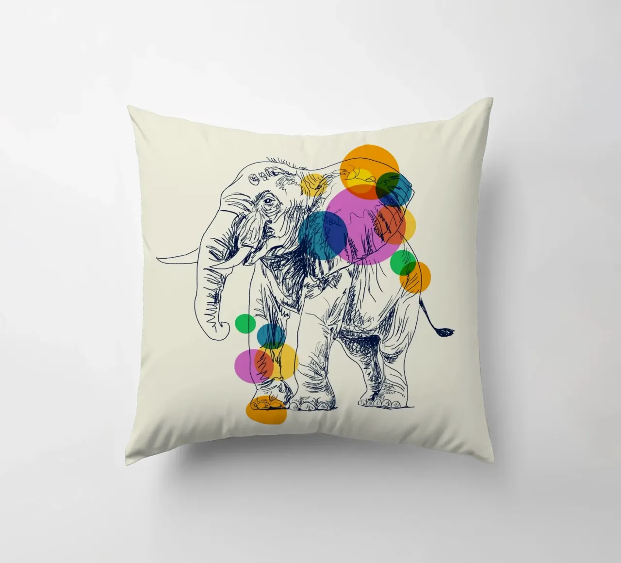 Elephant in Color cuscino da Indigo Rain