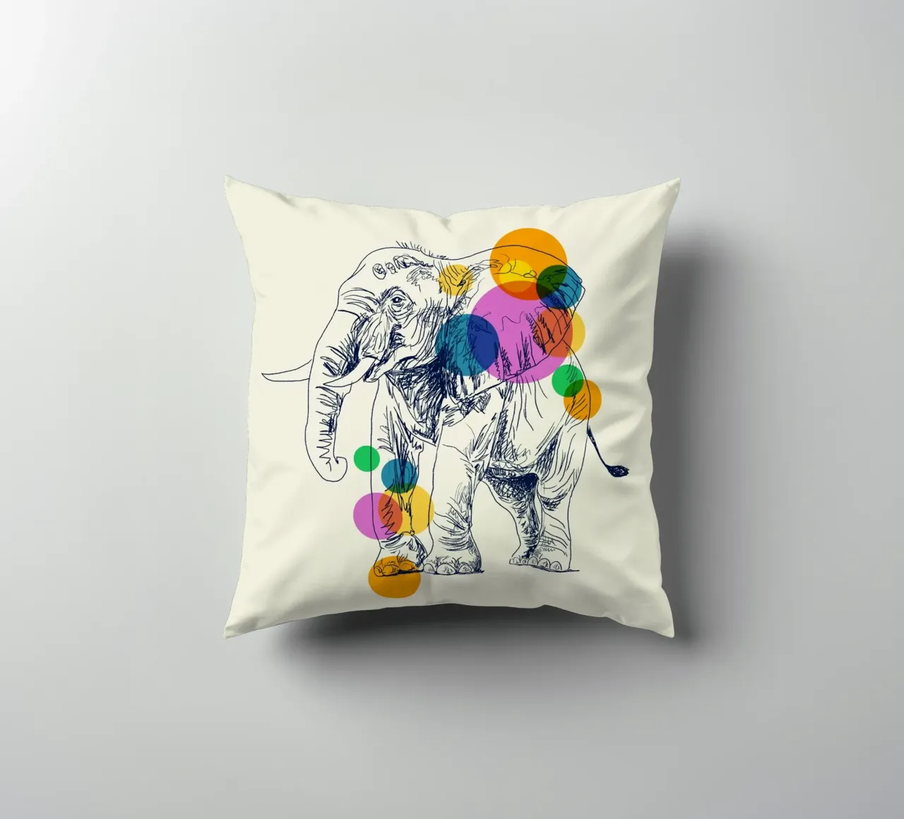 Elephant in Color cuscino da Indigo Rain