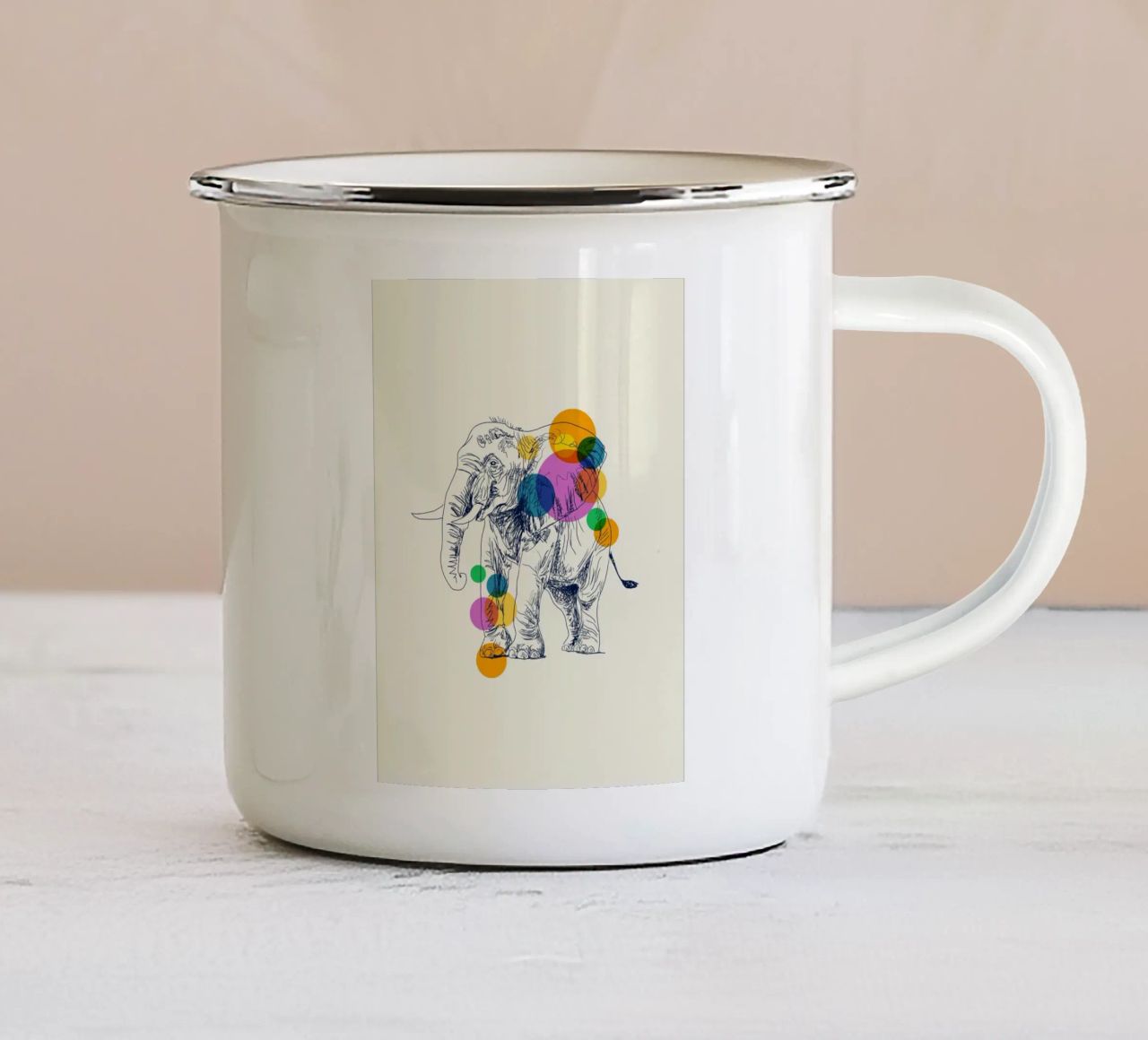 Elephant in Color tazza in smalto da Indigo Rain
