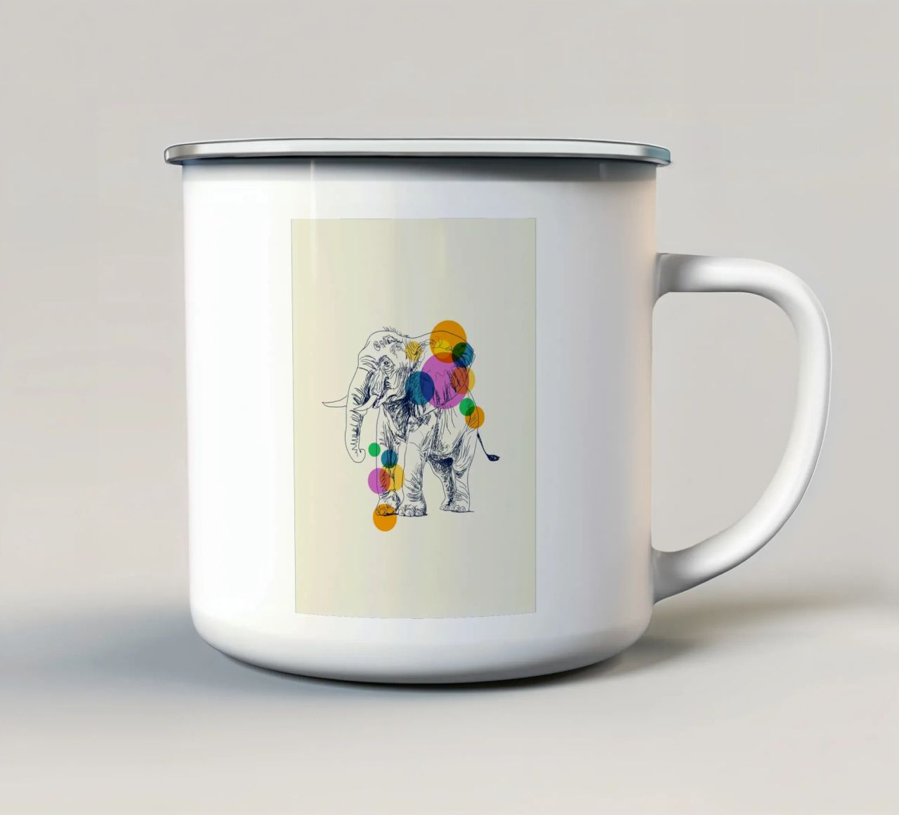 Elephant in Color tazza in smalto da Indigo Rain